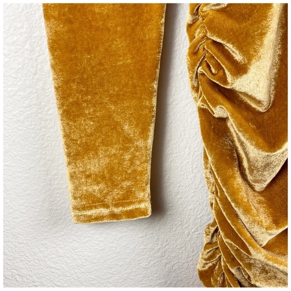 NWT MinkPink Meknes Gold Velvet Ruched Mini Dress Size Medium - Picture 8 of 13